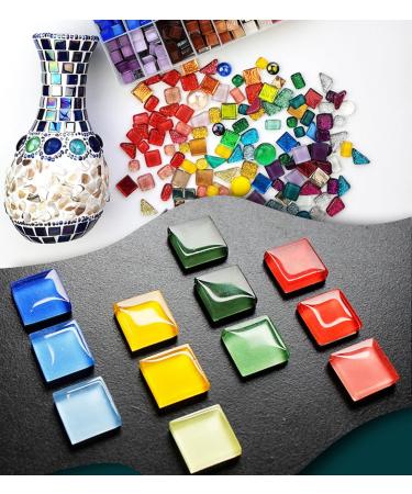 Iridescent White 1x1 cm Square Crystal Glass Decorative Tiles - 100g/100pcs Pack for DIY Crafts and Handmade Jewelry - Buy Online on SooperMarket.com