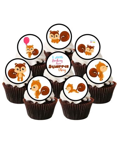 24 Squirrel Edible Cake Decorations Cute Squirrel Cupcake Toppers Woodland Animals Wild One Animal Cake Toppers Woodland Party Decorations Woodland Baby Shower Decorations Farm Cake Toppers