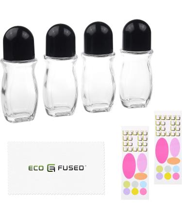 Eco-Fused Refillable Glass Roll-On Deodorant Bottles 4-Pack - 1.7 Oz (50 ml) - Leak-Proof with Twist Cap - 20pcs Labels Included - for DIY Homemade Natural Deodorant Sunscreen Moisturizer - Buy Online on SooperMarket.com
