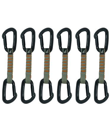 Fusion Climb 6-Pack 11cm Quickdraw Set with Contigua Blue Straight Gate Carabiner/Contigua Black Straight Gate Carabiner,6-Pack of Durable, Lightweight Quickdraws for Sport, Trad, and Aid Climbing