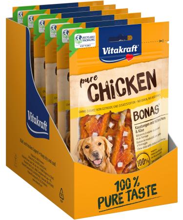 Vitastras bonas chewing rods with chicken and cheese dog snack with chicken meat in the recoverable bag without adding sugar and grain (7x 80g) chicken + cheese