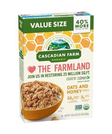 Cascadian Farm Organic Granola Cereal, Oats 'n Honey, Value Size, 22.4 oz