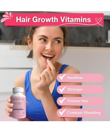 Worldwide Nutrition Kerotin Hair Growth Vitamins - Biotin DHT Blocker Supplement & Key Chain - 60 Count for Natural Hair Strength - Buy Online on SooperMarket.com
