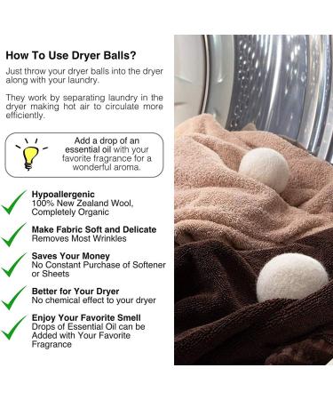 Organic Wool Dryer Balls XL 6-Pack | Natural Reusable Fabric Softener | Eco-Friendly Baby Safe Anti-Static | Chemical Free Energy Saving Laundry Solution - Buy Online on SooperMarket.com