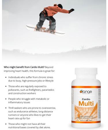 Orange Naturals - Cardio Multi 60 Tablets - Daily Multivitamin for Men and Women with Additional Cardiovascular Support - Includes Potassium Citrate Vitamin K2 Iodine CoQ10 Magnesium and More - Buy Online on SooperMarket.com