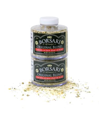 Borsari Seasoned Salt 2-Shaker Gift Set - Original Seasoning Blend - Gluten Free Gourmet Seasonings For Steak, Fish, Poultry, & More - (4oz Shaker Bottles) 4 Ounce (Pack of 2)