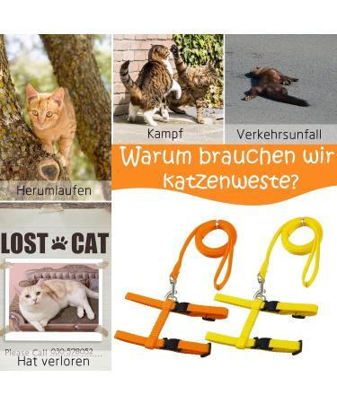 Adjustable Nylon Cat Leash & Harness Set | Soft Orange Cat Dishes for Kittens Puppies & Rabbits - Buy Online on SooperMarket.com