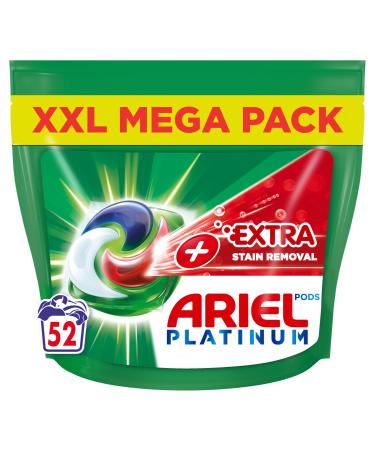 Ariel Platinum PODS Washing Liquid Laundry Detergent Capsules 104 Washes Extra Stain Removal Even Remove 7-Day Dried-In Stains