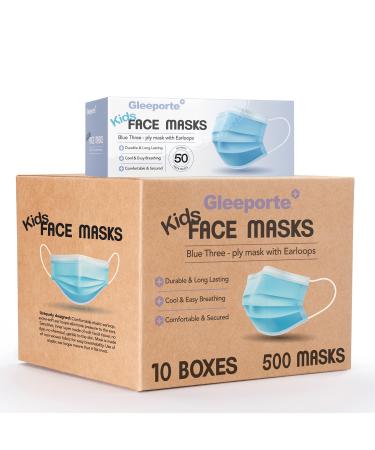 500 Kids Masks Children's Size Single Use Disposable Kids Face Mask Boys and Girls Soft on Skin Bulk Pack 3-Ply Masks | Facial Cover with Elastic Earloops For Childcare School