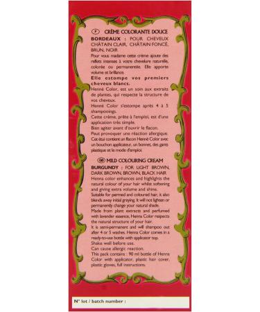 Henne Color Burgundy Henna Hair Colouring Cream 90ml - Bordeaux | Vibrant & Natural Hair Dye - Buy Online on SooperMarket.com