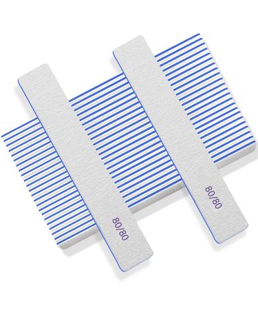 Nail Files 50pcs-Nail File 80/80 Grit for Acrylic Nails  Rough Nail Files Emery Boards for Artificial Nails  Fake Nails  Professional Double Sided Jumbo Zebra Nail File 80/80 Grit-50pcs