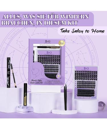 Lash Extension Set - 156 PCs Individual Eyelash Extensions with Glue & Remover for DIY - Premium Quality Bootes Kit - Buy Online on SooperMarket.com