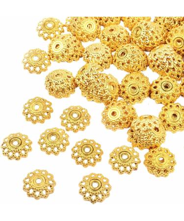 200 Pcs 11.5mm Antique Golden Flower Bead Caps - DIY Jewelry Making Supplies - Buy Online on SooperMarket.com