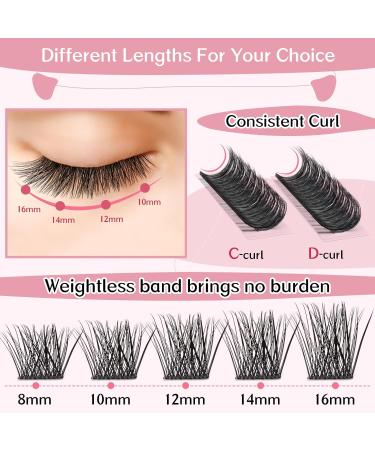 DIY Cluster Lashes 72 Pcs | D-16mm Thin Band Individual Eyelash Extensions | Easy to Apply at Home | First Glance - Buy Online on SooperMarket.com