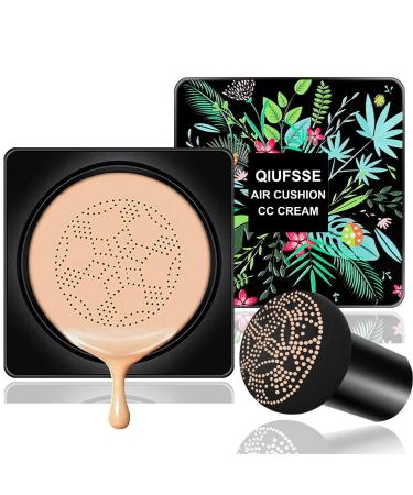 QIUFSSE Air Cushion CC Cream Mushroom Head Foundation Air Cushion BB Cream Concealer Moisturizing Brighten Makeup Long Lasting Waterproof-Natural