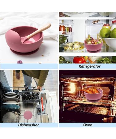 Suction Bowl & Bamboo Spoon Weaning Set | Food Grade Baby Feeding Bowls & Spoons | BPA Free Silicone Children Tableware - Buy Online on SooperMarket.com