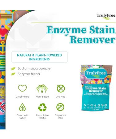 Truly Free Natural Stain Remover - Water-Activated Enzymes for Food Blood Grass & Pet Stains (50 Scoops) - Eco-Friendly & Effective - Buy Online on SooperMarket.com
