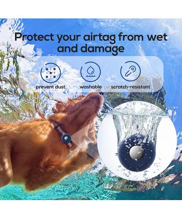 AirTag Dog Collar Holder (2 Pack) - Silicone Pet Collar Case for Apple Airtags - Anti-Lost Air Tag Cover for Cat & Dog Collars - Compatible with Collar Charms - Large Size - Black/Blue - Buy Online on SooperMarket.com