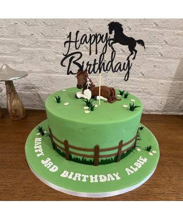 Arthsdite Horse Happy Birthday Cake Topper Horse Racing Theme Birthday Party Decoration for Boys Girls Men Women Kids Birthday Party Decoration Supplies-Black Glitter - Buy Online on SooperMarket.com
