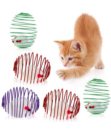 5 Pcs Cat Spring Balls Stretchable Cat Springs Toys Interactive Cat Toys Rolling Cat Balls Colorful Playful Coils Spring Action Toy Caged Rats for Kitten Cat Pet Supplies Indoor Play, Random Color
