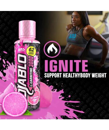 ANS Performance Diablo Carnitine 3000 (473 mL 16 oz) - Muscle Recovery Support - Double The Value with 3000 mL of L Carnitine per 15 mL - Delicious Flavours (Pink Lemonade) - Buy Online on SooperMarket.com