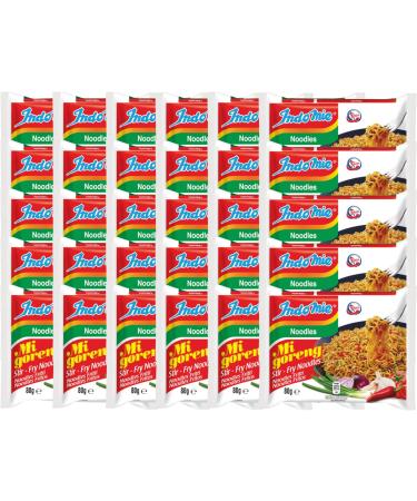 Indomie Mi Goreng Stir Fried Spicy Instant Noodles 80g - Pack of 30 (Packaging May Vary) Halal Certified