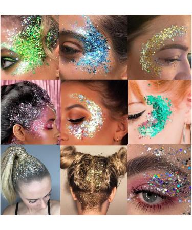 6 Colors Glitter Gel Set for Eyes, Hair, Nails - Sparkling Mermaid Holographic Sequins - Festival & Halloween Makeup Kit - Buy Online on SooperMarket.com