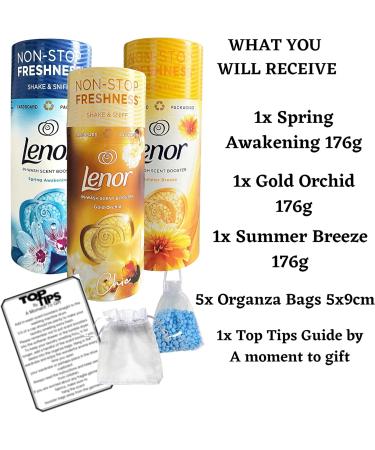 Lenor Scent Booster Beads Bundle - 176g (Spring Awakening, Gold Orchid, Summer Breeze) with Organza Bags & Guide - Buy Online on SooperMarket.com