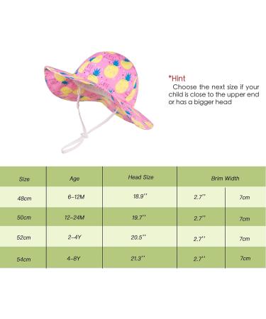 LANGZHEN Baby Girls Sun Protection Hat with Chin Strap | Adjustable Toddler Kids Wide Brim Play Hat | Pineapple Design | 6-12 Months - Buy Online on SooperMarket.com