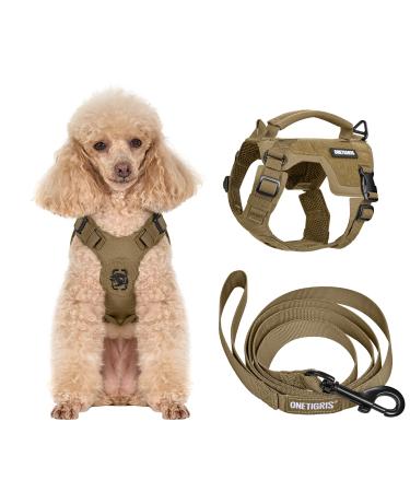 Oneigris dog harness and leash set Mini Trooper puppy dishes with control handle for extra small/small medium -sized dogs brown xs xs brown