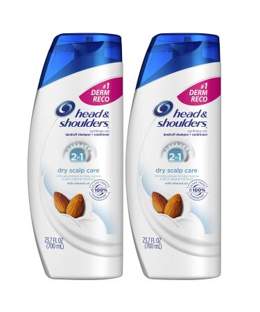 Head and Shoulders Shampoo and Conditioner 2 in 1 Anti Dandruff Dry Scalp Care with Almond Oil 23.7 fl oz Twin Pack