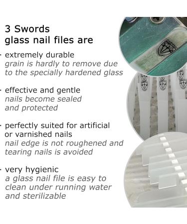 3 Swords Germany Double Sided Glass Nail Files for Natural and Artificial Nails with Nail Buffer and Black Plastic case 1 Glass Nail File (With Buffer) - Buy Online on SooperMarket.com
