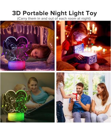 Stitch Lamp 2-in-1 Characters | 3D Illusion Night Light with Remote Control | Perfect Gift for Kids - Lilo & Stitch - Buy Online on SooperMarket.com