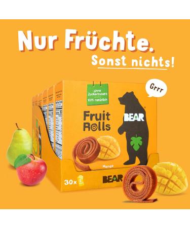 Buy Bear Fruit Rolling Mango - 100% Natural No Added Sugar Healthy Snack for Kids & Adults | 30 Bags x 20g - 600g - Buy Online on SooperMarket.com