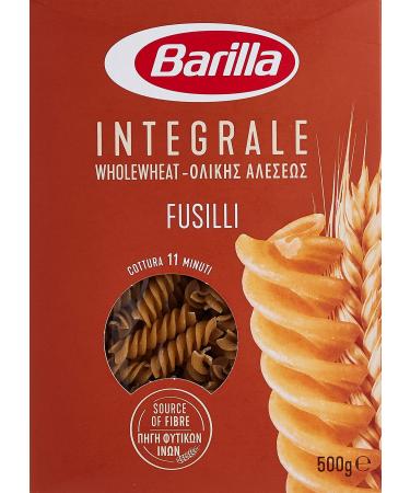 Barilla Wholegrain Fusilli Pasta Integrale whole durum wheat semolina pasta 500g Whole Wheat Fusilli 500 g (Pack of 1)
