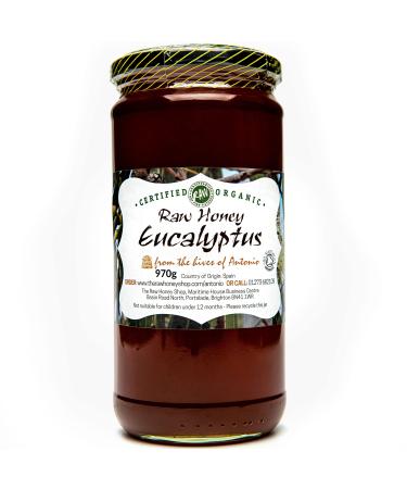 Antonio's Raw Certified Organic Eucalyptus Honey |Antibacterial Wilderness Honey |Unpasteurised |Single Origin |The Raw Honey Shop |970g Eucalyptus 970 g (Pack of 1)