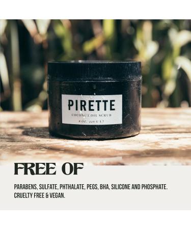 PIRETTE Coconut Oil Scrub - Beach Inspired Sugar Body Scrub for Sensitive Skin | 8 Fl Oz | Fresh Coconut Surf Wax & Sunscreen Scent | International Shipping Available - Buy Online on SooperMarket.com