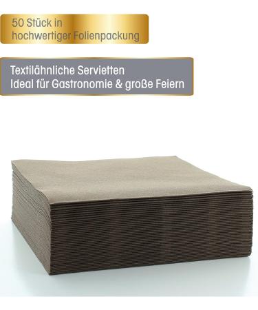 Premium Brown Napkins for Weddings & Celebrations | Prime Guest Airlaid - 50 Pack (40x40 cm Fold) - Buy Online on SooperMarket.com