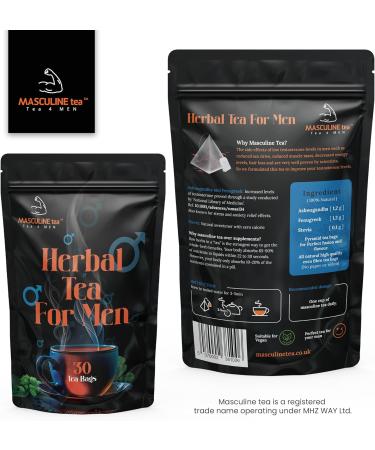 Herbal Tea For Men - Stress and Anxiety Relief - Natural Testosterone Balance Support - 30 Teabags - Buy Online on SooperMarket.com