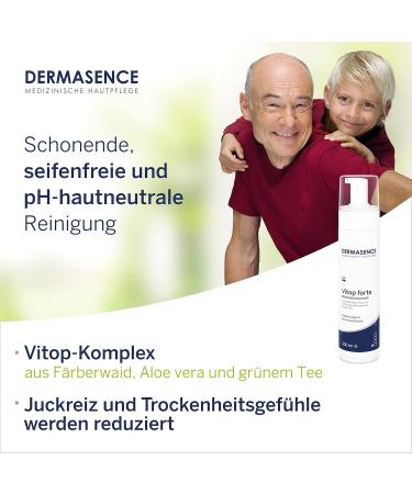 Dermasence Vitop Forte Cleaning Foam 200ml - Mild Soap-Free pH Skin Neutral Cleanser for Sensitive Skin | Neurodermatitis | Enriched with Green Tea & Aloe Vera - Buy Online on SooperMarket.com