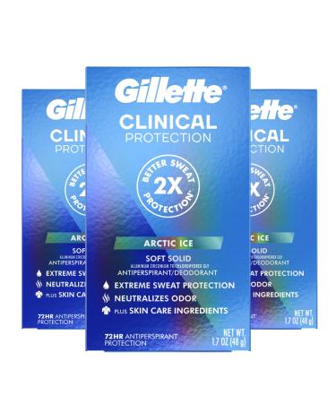 Gillette Clinical Antiperspirant and Dedorant for Men Arctic Ice 1.7oz (Pack of 3) Artic Ice (Pack of 3) 1.7 Ounce (Pack of 3)