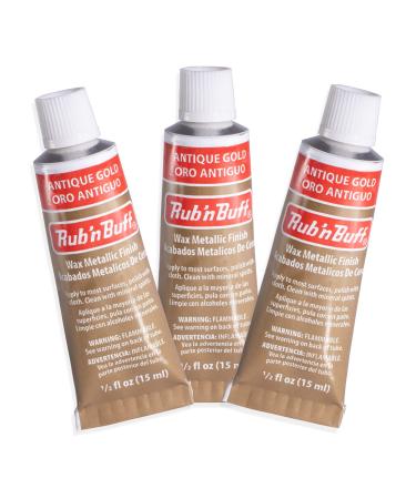 AMACO Rub n Buff Wax Metallic Finish -3 Rub n Buff Antique Gold 15ml Tubes - Versatile Gilding Wax for Finishing Furniture Antiquing and Restoration - Rub and Buff Colors Set of Three
