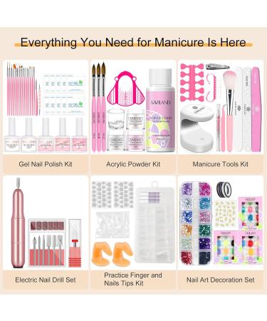 SAVILAND Acrylic Nail Kit with Nail Drill - All-In-One Professional Set for Beginners Gel Polish & UV Light - DIY Home Salon Gift - Buy Online on SooperMarket.com