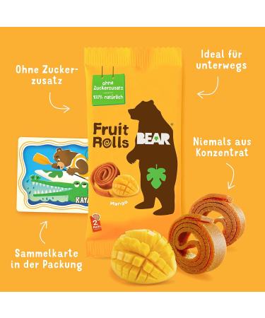 Buy Bear Fruit Rolling Mango - 100% Natural No Added Sugar Healthy Snack for Kids & Adults | 30 Bags x 20g - 600g - Buy Online on SooperMarket.com