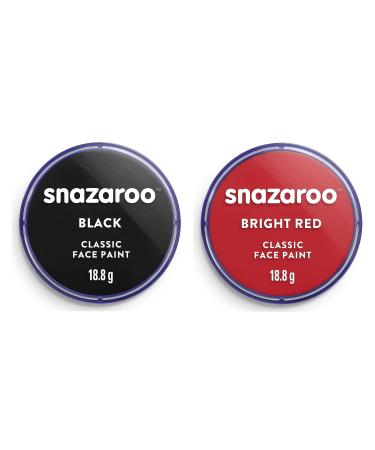 SK INFINITY | Classic Face and Body Paint 18 ml Professional Water Based Single Cake Makeup Supplies for Adults Kids (RED & BLACK)