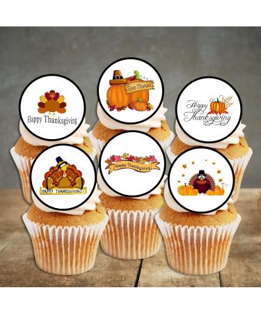 PRECUT Thanksgiving Cupcake Toppers Edible Thanksgiving Cake Decorations Edible Thanksgiving Decorations Fall Cake Topper Edible Pumpkin Cake Decorations (12) - Buy Online on SooperMarket.com