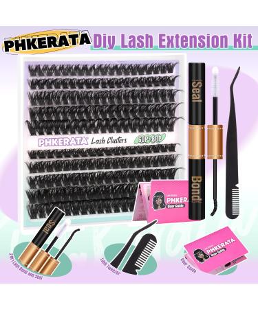 PHKERATA DIY Eyelash Extension Kit 8-16MM D Curl - 185Pcs Individual Lash Clusters with Glue, Tweezers, and Seal for Perfect Results - Buy Online on SooperMarket.com