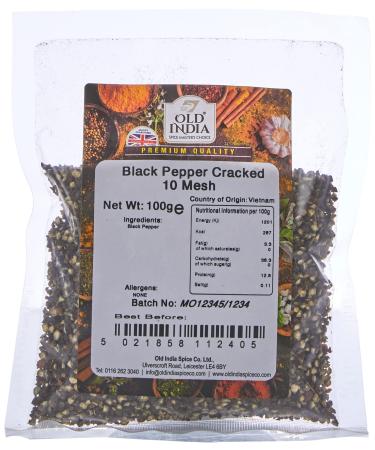 Old India Black Pepper Cracked 10 Mesh 100g 100 g (Pack of 1)