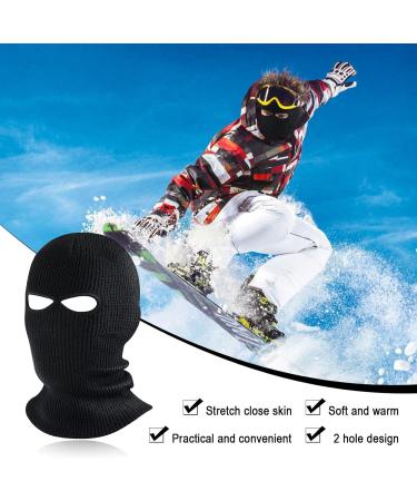 Skhaovs 2 Pack Knitted Sturm Hood Warm Winter Ski Mask Balaclava for Men & Women | Black Full Face Mask for Outdoor Sports - Buy Online on SooperMarket.com