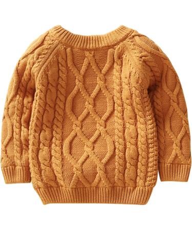 De feuilles Toddler Unisex Cable Knit Pullover Sweater with Warm Lining - Yellow (18-24 Months) - Buy Online on SooperMarket.com